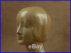 Buste De Femme Art Deco En Ceramique Signee Denbac Metenier