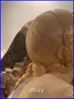 Buste de femme de profil en céramique craquelée polychrome Art Deco