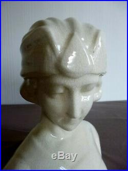 Buste de femme en céramique craquelée L et V CERAM ART DECO