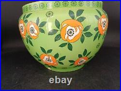 CACHE POT CÉRAMIQUE FIVES LILLES DE BRUYN ART DECO FLEURS JARDINIERE VASE ø27cm