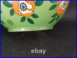 CACHE POT CÉRAMIQUE FIVES LILLES DE BRUYN ART DECO FLEURS JARDINIERE VASE ø27cm