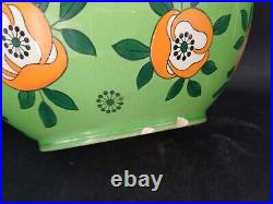 CACHE POT CÉRAMIQUE FIVES LILLES DE BRUYN ART DECO FLEURS JARDINIERE VASE ø27cm