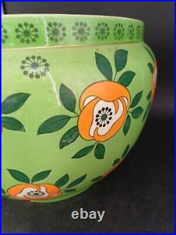 CACHE POT CÉRAMIQUE FIVES LILLES DE BRUYN ART DECO FLEURS JARDINIERE VASE ø27cm