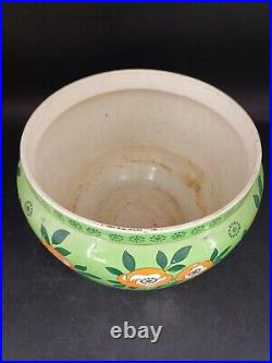 CACHE POT CÉRAMIQUE FIVES LILLES DE BRUYN ART DECO FLEURS JARDINIERE VASE ø27cm