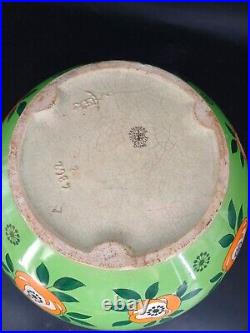 CACHE POT CÉRAMIQUE FIVES LILLES DE BRUYN ART DECO FLEURS JARDINIERE VASE ø27cm
