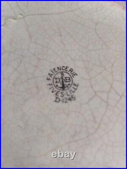 CACHE POT CÉRAMIQUE FIVES LILLES DE BRUYN ART DECO FLEURS JARDINIERE VASE ø27cm