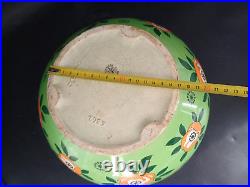 CACHE POT CÉRAMIQUE FIVES LILLES DE BRUYN ART DECO FLEURS JARDINIERE VASE ø27cm