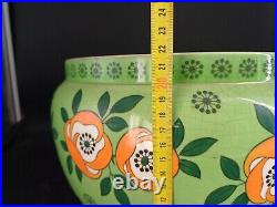 CACHE POT CÉRAMIQUE FIVES LILLES DE BRUYN ART DECO FLEURS JARDINIERE VASE ø27cm