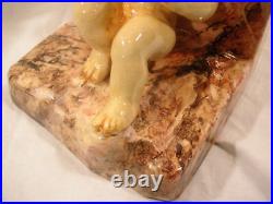 CLEMENT MASSIER PAIRE DE SERRE LIVRES CERAMIQUE EMAILLEE ART DECO Bookend