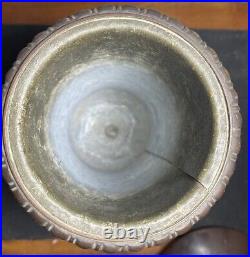 Cache Pot En Céramique Barbotine Art Déco Piètement Bronze
