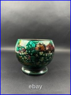 Cache-pot Art Déco en céramique à glaçures flammées années 1920-30
