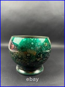 Cache-pot Art Déco en céramique à glaçures flammées années 1920-30