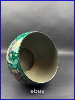 Cache-pot Art Déco en céramique à glaçures flammées années 1920-30