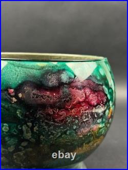 Cache-pot Art Déco en céramique à glaçures flammées années 1920-30