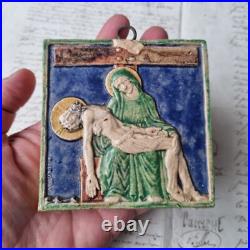 Carreau Signé Dropsy Art Déco La Pieta 1930 Victor Canale Céramique