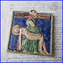 Carreau Signé Dropsy Art Déco La Pieta 1930 Victor Canale Céramique