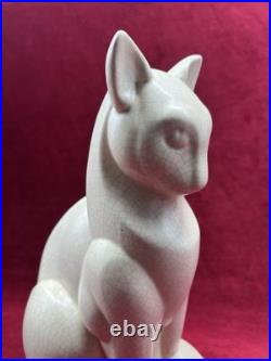Cat Katze Chat Lemanceau Sculpture Statue Objets Animal Craquele Art Deco 1930
