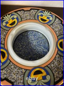 Cendrier St Dupont Decor Art Deco Estampille En Porcelaine Forme Ronde
