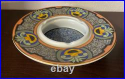 Cendrier St Dupont Decor Art Deco Estampille En Porcelaine Forme Ronde
