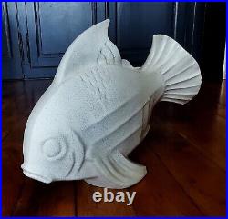 Ceramique Craquelé 1930 Je Jan Poisson Art Deco St Clement Adnet Pecheur Vintage