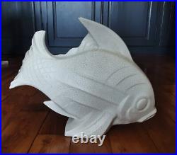 Ceramique Craquelé 1930 Je Jan Poisson Art Deco St Clement Adnet Pecheur Vintage