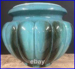 Céramique Emaillée Turquoise Vallauris Vase Cache Pot Ancien Art Deco