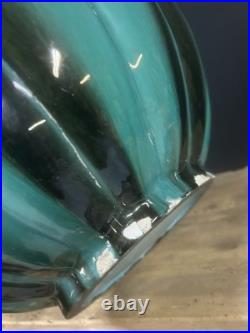Céramique Emaillée Turquoise Vallauris Vase Cache Pot Ancien Art Deco