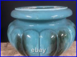 Céramique Emaillée Turquoise Vallauris Vase Cache Pot Ancien Art Deco