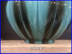 Céramique Emaillée Turquoise Vallauris Vase Cache Pot Ancien Art Deco