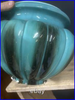 Céramique Emaillée Turquoise Vallauris Vase Cache Pot Ancien Art Deco