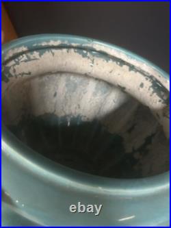 Céramique Emaillée Turquoise Vallauris Vase Cache Pot Ancien Art Deco