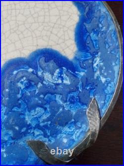 Ceramique Louis Dage Plateau Et Pot En Raku Monte Argent Ceramique Art Deco 1930