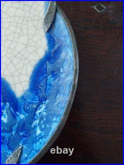 Ceramique Louis Dage Plateau Et Pot En Raku Monte Argent Ceramique Art Deco 1930