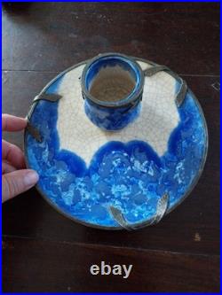 Ceramique Louis Dage Plateau Et Pot En Raku Monte Argent Ceramique Art Deco 1930