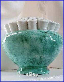 Céramique Sainte Radegonde Vase art déco vert/blanc