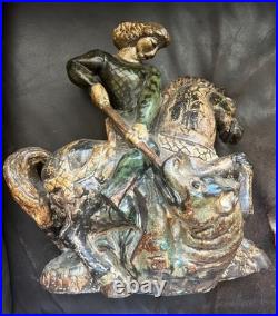 Céramique emmaillé st Georges et dragon FAZZI art deco 1930