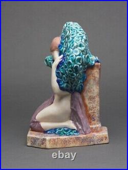 Céramique faïence Art déco D'Argyl Val (E.) & Cie 1930 femme corbeille M3003