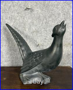 Céramique laquée noire époque Art Déco oiseau signé Jean Céramique laquée noire époque Art Déco oiseau signé Jean