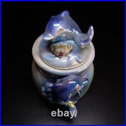 Céramique porcelaine poterie barbotine nacre dauphin art déco Asie Chine N7212