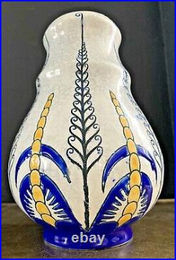 Charles CATTEAU BOCH Frères Kéramis Beau vase art deco céramique émaux