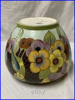 Charles Catteau Boch Frère Keramis Cache Pot Céramique Perroquet D. 1740 Art Deco