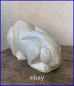 Charles Lemanceau K G Saint Clement Lapin Ceramique Craquelee Art Deco
