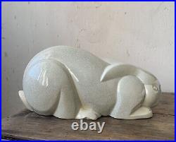 Charles Lemanceau K G Saint Clement Lapin Ceramique Craquelee Art Deco