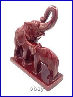 Charles Lemanceau Statue Faïence Saint-Clément Éléphants Art Deco Hauteur 30cm