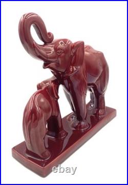 Charles Lemanceau Statue Faïence Saint-Clément Éléphants Art Deco Hauteur 30cm