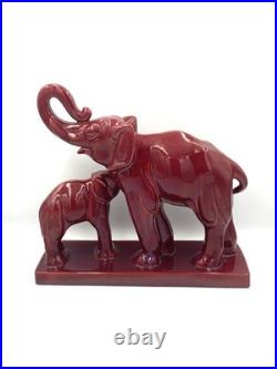 Charles Lemanceau Statue Faïence Saint-Clément Éléphants Art Deco Hauteur 30cm