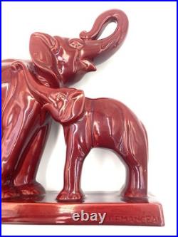 Charles Lemanceau Statue Faïence Saint-Clément Éléphants Art Deco Hauteur 30cm