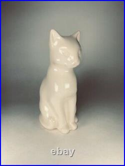 Chat ART DECO en Céramique Blanche Craquelée/ cat pottery ceramic