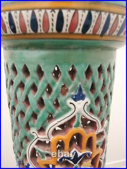 Colonne & Cache Pot Kedidi Céramique Tunisie Signée Nabeul Art Déco