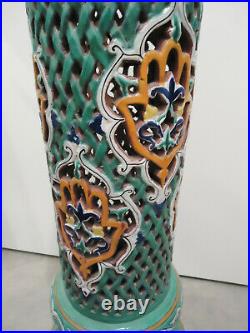 Colonne & Cache Pot Kedidi Céramique Tunisie Signée Nabeul Art Déco